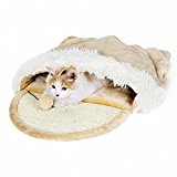 Taoking Katzenhöhle und Bett für Große Katzen mit Spielzeug, Beige