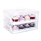 2 Etagen Kuchentransportbehälter 24 Cupcakes Behälter Tragbarer Transportbox für Kuchen, Cookies, Torten